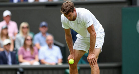 Taylor Fritz loses at Wimbledon after knee tendinitis flares up